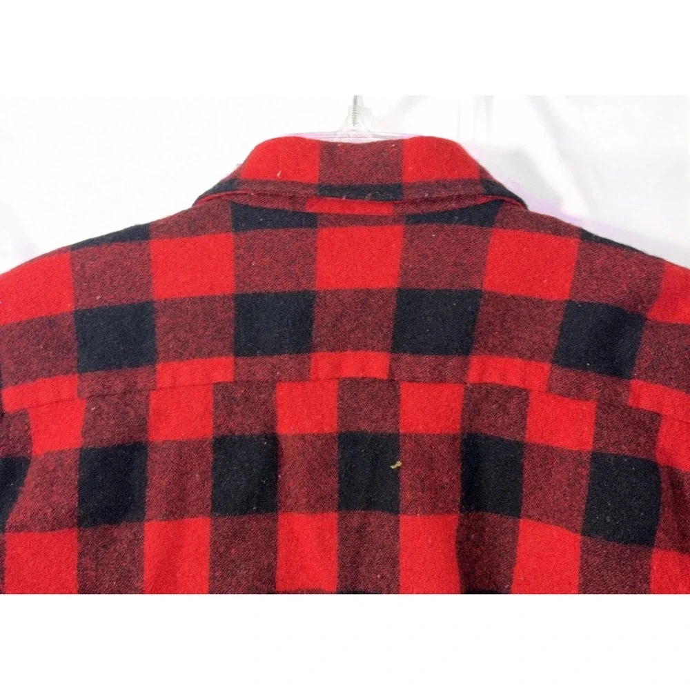 Vintage Hilton Field Buffalo Plaid Wool Blend Button Down Shirt Sz‎ L Grunge